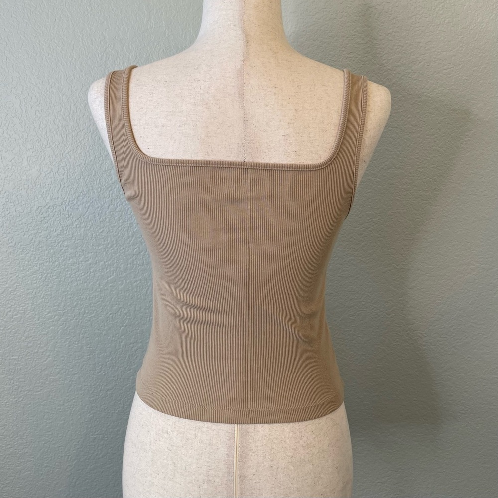 Old Navy Tan Cropped Ribbed Casual Tank Top | Small - Picture 3 of 7